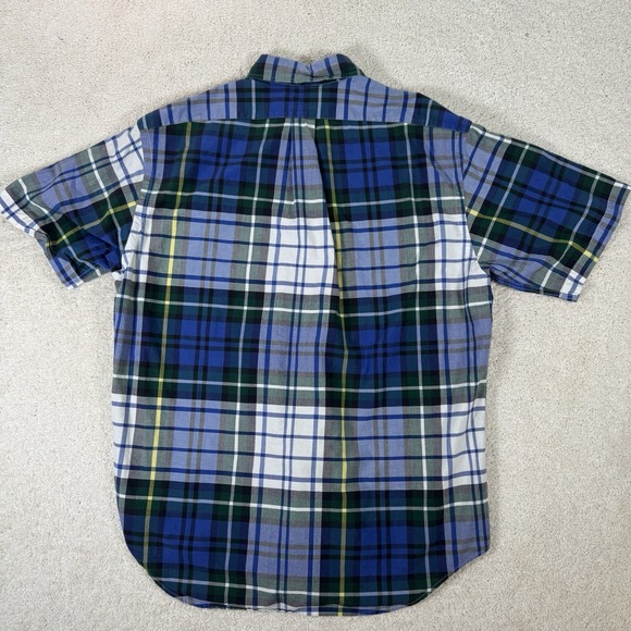 Ralph Lauren Men's Button Up Shirt Size Medium Big Shirt Short Sleeve Blue Plaid - Picture 8 of 8